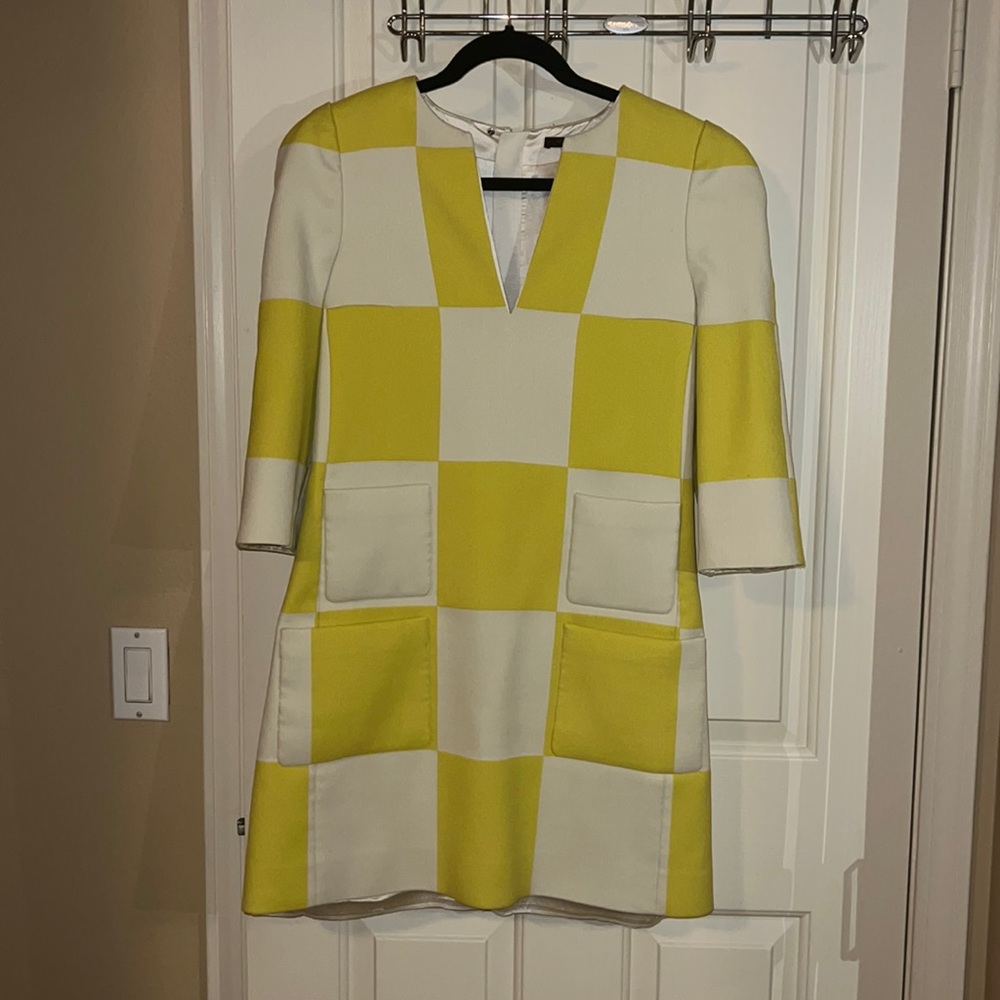 Louis Vuitton Runway yellow checkered dress